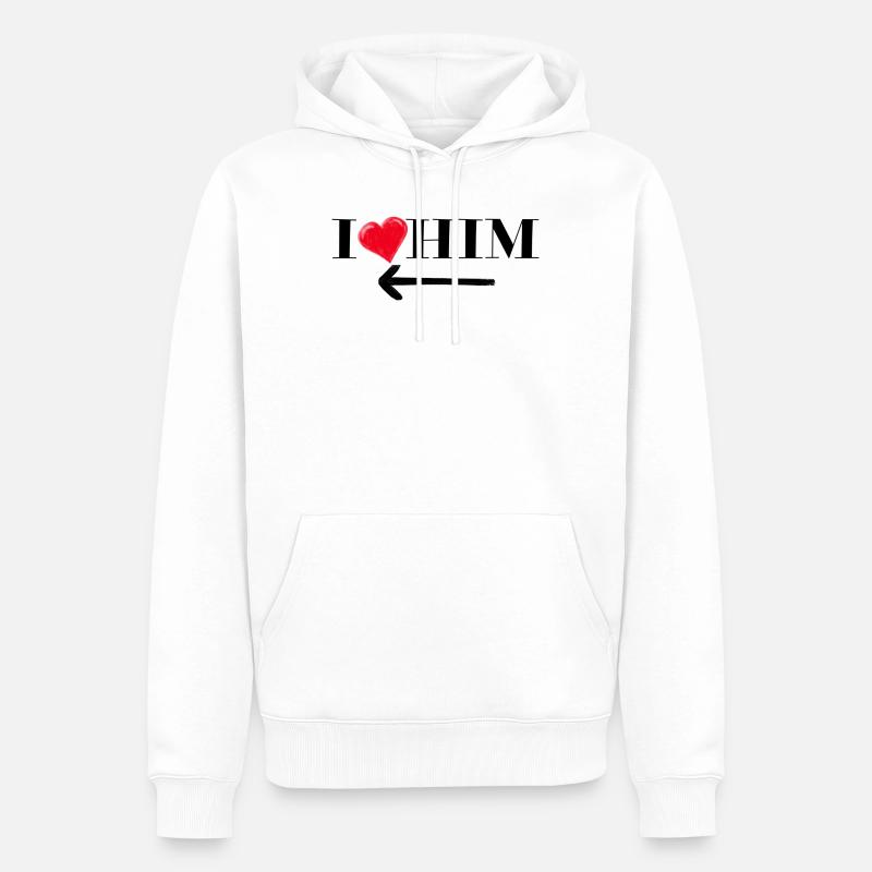 Je l’aime Conception de chemise - Sweat à capuche Premium bio Homme - blanc
