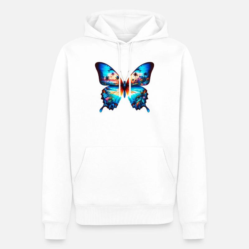 Papillon - Sweat à capuche Premium bio Homme - blanc