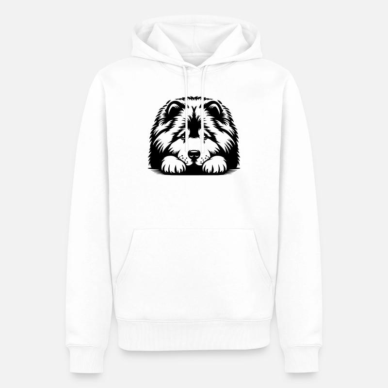 Chow Chow Kopf mit Pfoten - Männer Premium Bio Hoodie - Weiß