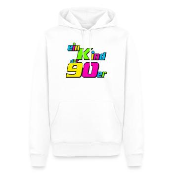 Fête des années 90 , Soirée à thème , Enfant des années 90 (25) - Sweat à capuche Premium bio Homme - blanc - Devant - Nico (187cm)