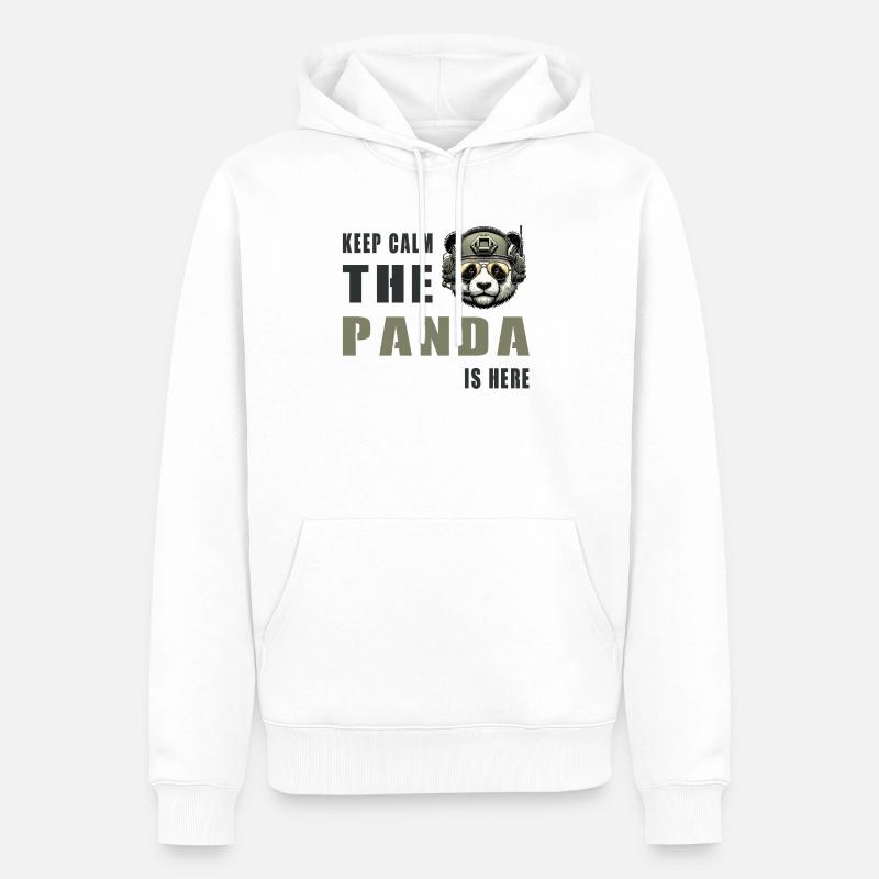 Panda tactique – Restez calme - Sweat à capuche Premium bio Homme - blanc