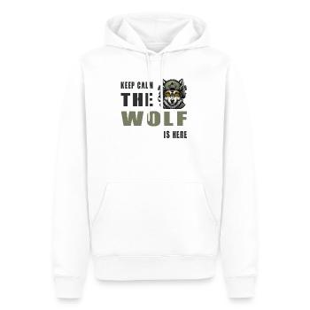Keep Calm Wolf Is Here - Männer Premium Bio Hoodie - Weiß - Vorne - Nico (187cm)
