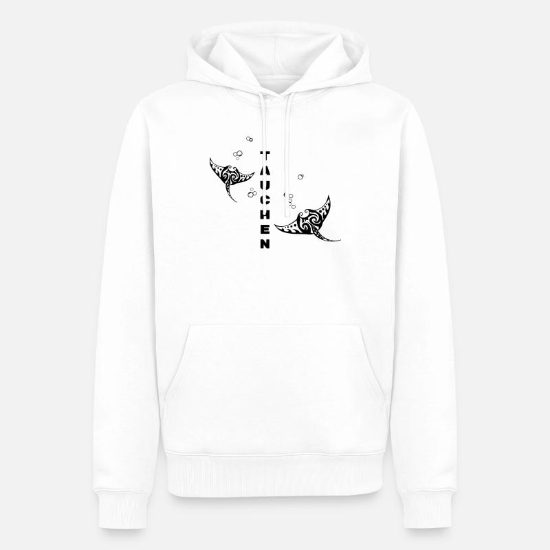 Plongée – Tribal Manta Rays Design - Sweat à capuche Premium bio Homme - blanc