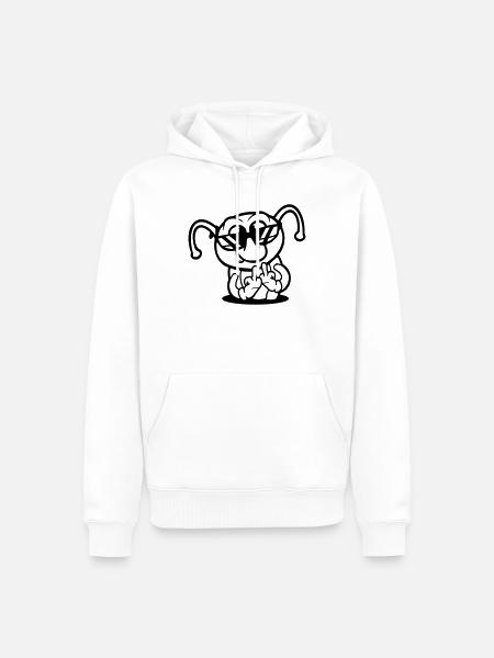 Caterpillar Middle Finger Insult Hole Sunglasses - Men’s Premium Organic Hoodie - white
