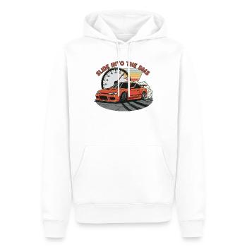 Slide into the DMS - Männer Premium Bio Hoodie - Weiß - Vorne - Nico (187cm)