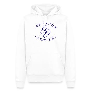 LA VIE EST MEILLEURE EN TONGS - Sweat à capuche Premium bio Homme - blanc - Devant - Nico (187cm)