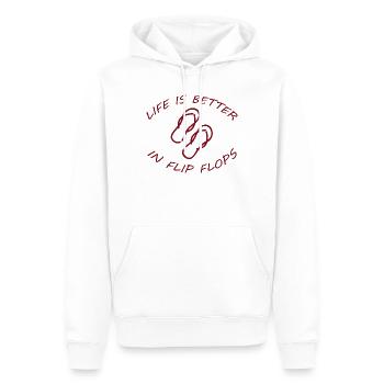 LA VIE EST MEILLEURE EN TONGS - Sweat à capuche Premium bio Homme - blanc - Devant - Nico (187cm)