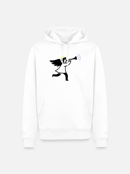 Engel mit Trompete - Männer Premium Bio Hoodie - Weiß