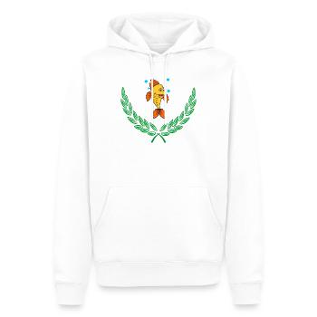 Poisson dans une couronne de laurier vert - Sweat à capuche Premium bio Homme - blanc - Devant - Nico (187cm)