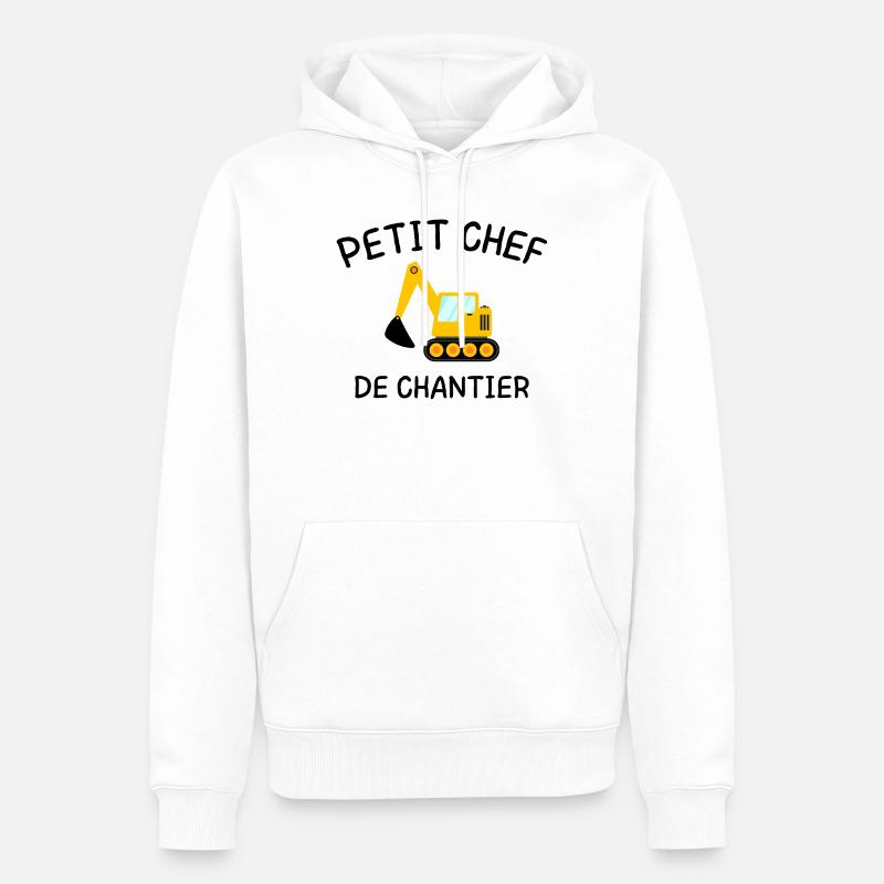 Kleiner Baustellenleiter Baumaschinenbagger - Männer Premium Bio Hoodie - Weiß