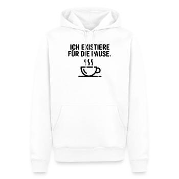 Ich existiere für die Pause Kaffee Meme Shirt - Männer Premium Bio Hoodie - Weiß - Vorne - Nico (187cm)
