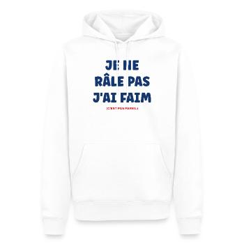 Je ne râle pas j'ai faim - Sweat à capuche Premium bio Homme - blanc - Devant - Nico (187cm)