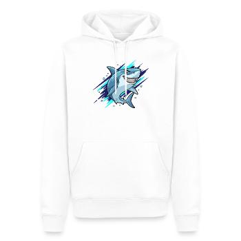 Lachender Hai Sprinter - Männer Premium Bio Hoodie - Weiß - Vorne - Nico (187cm)