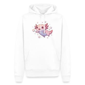 Dessin animé câlin de l’Axolotl à Bulle - Sweat à capuche Premium bio Homme - blanc - Devant - Nico (187cm)