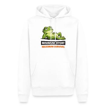 Frog Chill: Minimum Effort - Men’s Premium Organic Hoodie - white - Front - Nico (187cm)