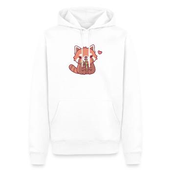 Un panda roux mignon adore le bambou - Sweat à capuche Premium bio Homme - blanc - Devant - Nico (187cm)