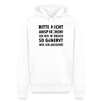 Bitte nicht ansprechen ich bin genervt Spruch - Männer Premium Bio Hoodie - Weiß - Vorne - Nico (187cm)