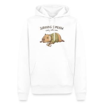 Kuscheliger Nihilismus Capybara - Männer Premium Bio Hoodie - Weiß - Vorne - Nico (187cm)