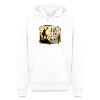 Dein Wille ist deine Waffe - Männer Premium Bio Hoodie - Weiß - Vorne - Nico (187cm)