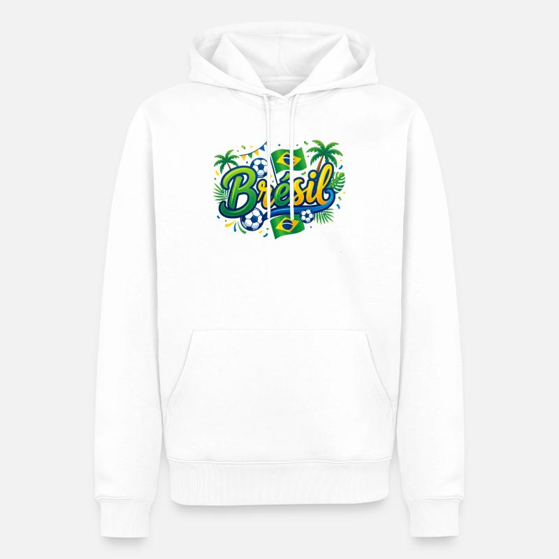 Brésil - Sweat à capuche Premium bio Homme - blanc