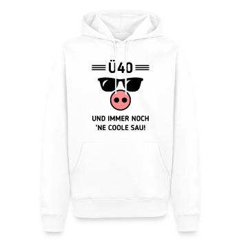 Ü40 Und Immer Noch ’Ne Coole Sau! Cool Geburtstag - Männer Premium Bio Hoodie - Weiß - Vorne - Nico (187cm)