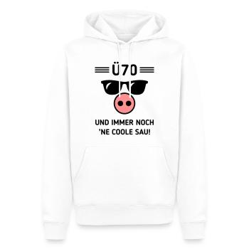 Ü70 Und Immer Noch ’Ne Coole Sau! Cool Geburtstag - Männer Premium Bio Hoodie - Weiß - Vorne - Nico (187cm)
