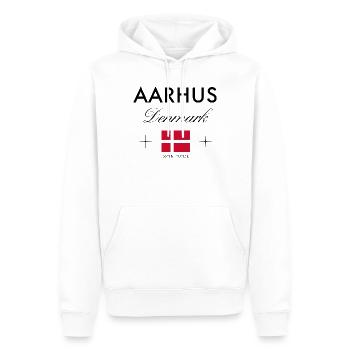 Aarhus Denmark Coordinates Travel Souvenir - Men’s Premium Organic Hoodie - white - Front - Nico (187cm)