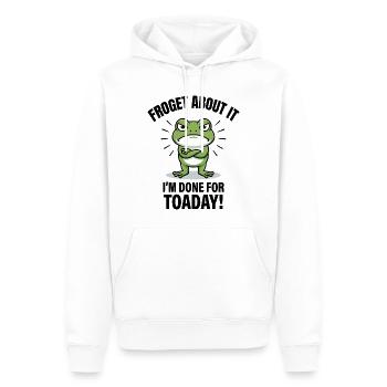À propos de ça Froget, j’en ai fini pour aujourd’hui - Sweat à capuche Premium bio Homme - blanc - Devant - Nico (187cm)