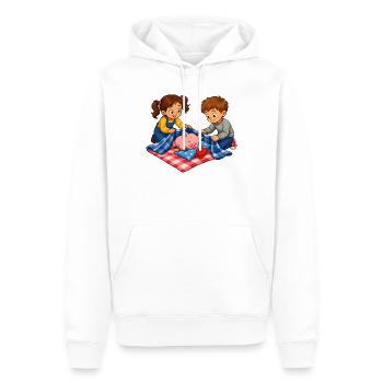 Pig nap with children cuddle motif - Men’s Premium Organic Hoodie - white - Front - Nico (187cm)