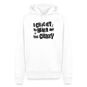 I crochet to burn off the crazy - Men’s Premium Organic Hoodie - white - Front - Nico (187cm)