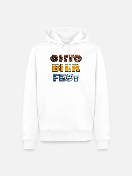 Oktobierfest Bavarian Beer Pattern - Männer Premium Bio Hoodie - Weiß