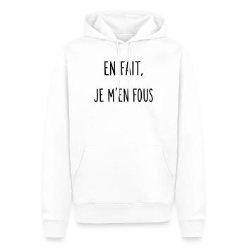 En fait, je m'en fous - Sweat à capuche Premium bio Homme - blanc - Devant - Nico (187cm)