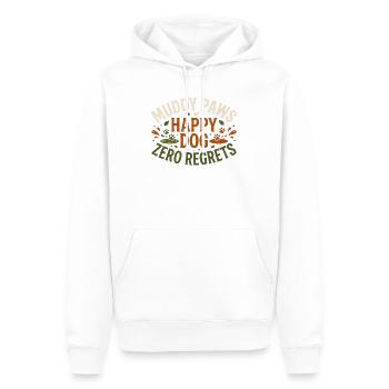 uddy Paws Happy Dog Zero Regrets – Lustiges Hundeh - Männer Premium Bio Hoodie - Weiß - Vorne - Nico (187cm)