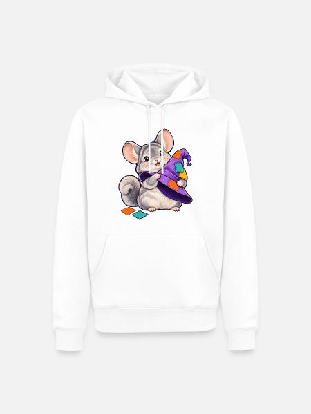 Patchwork-Maus mit bunter Kapuze - Männer Premium Bio Hoodie - Weiß