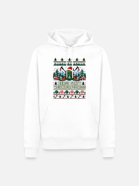 Berge statt Weihnachtsstress - Männer Premium Bio Hoodie - Weiß