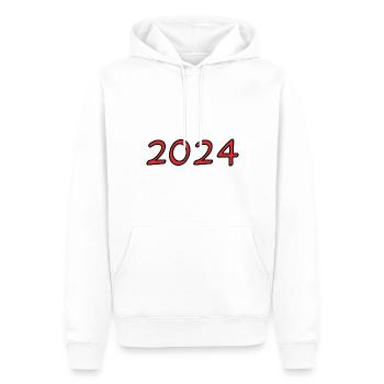 2024. BONNE ANNEE. SAINT SYLVESTRE. NOUVELLE ANNÉE - Sweat à capuche Premium bio Homme - blanc - Devant - Nico (187cm)