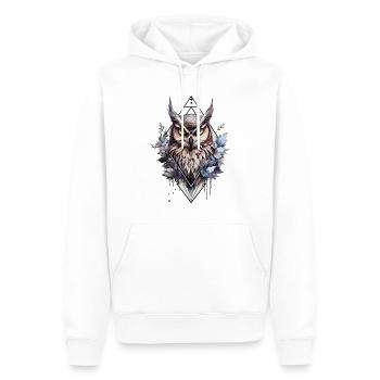 Eule geometrisch - Männer Premium Bio Hoodie - Weiß - Vorne - Nico (187cm)