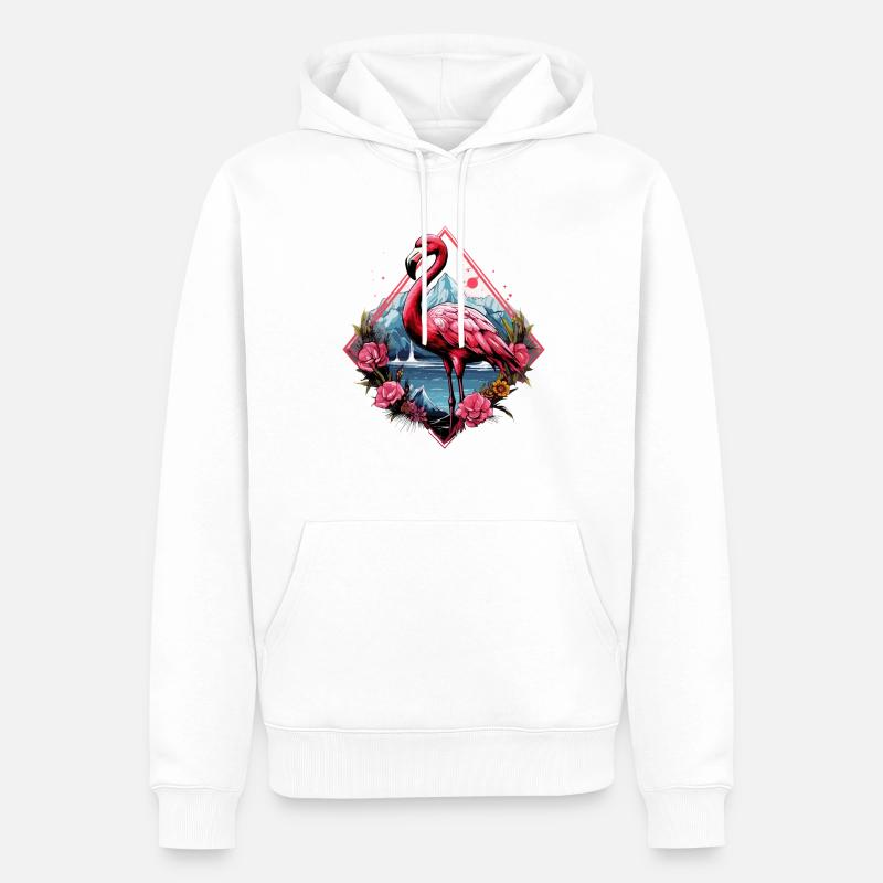 Flamingo - Männer Premium Bio Hoodie - Weiß