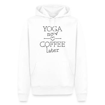 Yoga Now Coffee Later Lustige Geschenkidee - Männer Premium Bio Hoodie - Weiß - Vorne - Nico (187cm)