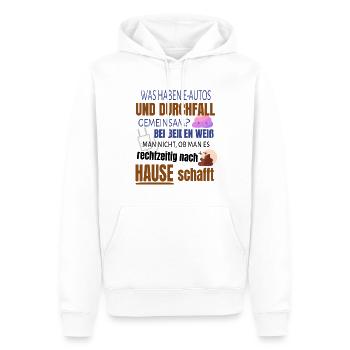 Lustiger Spruch E-Auto Elektroauto - Männer Premium Bio Hoodie - Weiß - Vorne - Nico (187cm)