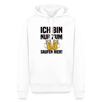 Ich Bin Nur Zum Saufen Hier - Lustiger Bier Spruch - Männer Premium Bio Hoodie - Weiß - Vorne - Nico (187cm)