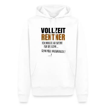 lustiger Spruch Vollzeit Rentner arbeitet für Gema - Männer Premium Bio Hoodie - Weiß - Vorne - Nico (187cm)
