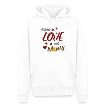 Make Love Not Money - Men’s Premium Organic Hoodie - white - Front - Nico (187cm)