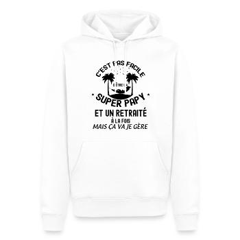 Super Papy Et Retraité Cadeau Cool Pour Papa - Sweat à capuche Premium bio Homme - blanc - Devant - Nico (187cm)