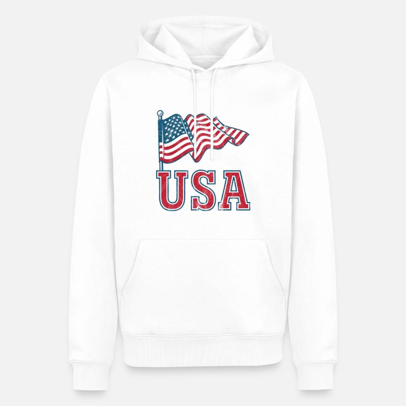 États-Unis avec drapeau - Sweat à capuche Premium bio Homme - blanc