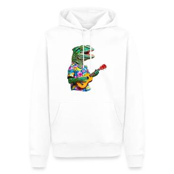 Chamäleon spielt Ukulele - Männer Premium Bio Hoodie - Weiß - Vorne - Nico (187cm)