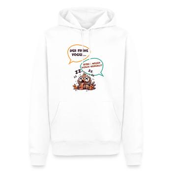 Lustiger Müder Vogel – Der Frühe Vogel Stirbt - Männer Premium Bio Hoodie - Weiß - Vorne - Nico (187cm)