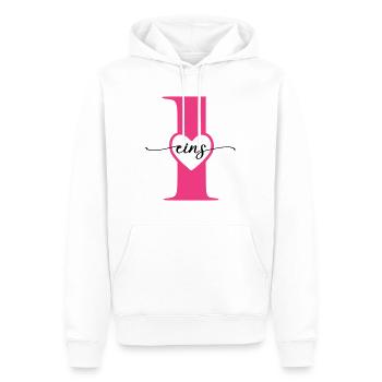 Digit One 1 with Heart - Men’s Premium Organic Hoodie - white - Front - Nico (187cm)