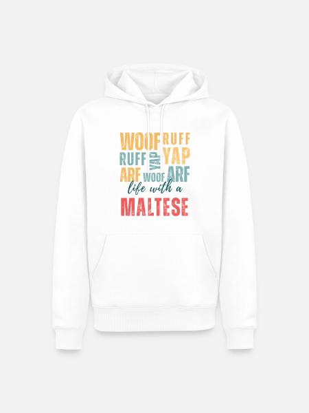 Woof Ruff Yap – Leben mit einem Malteser für Hundefans - Männer Premium Bio Hoodie - Weiß