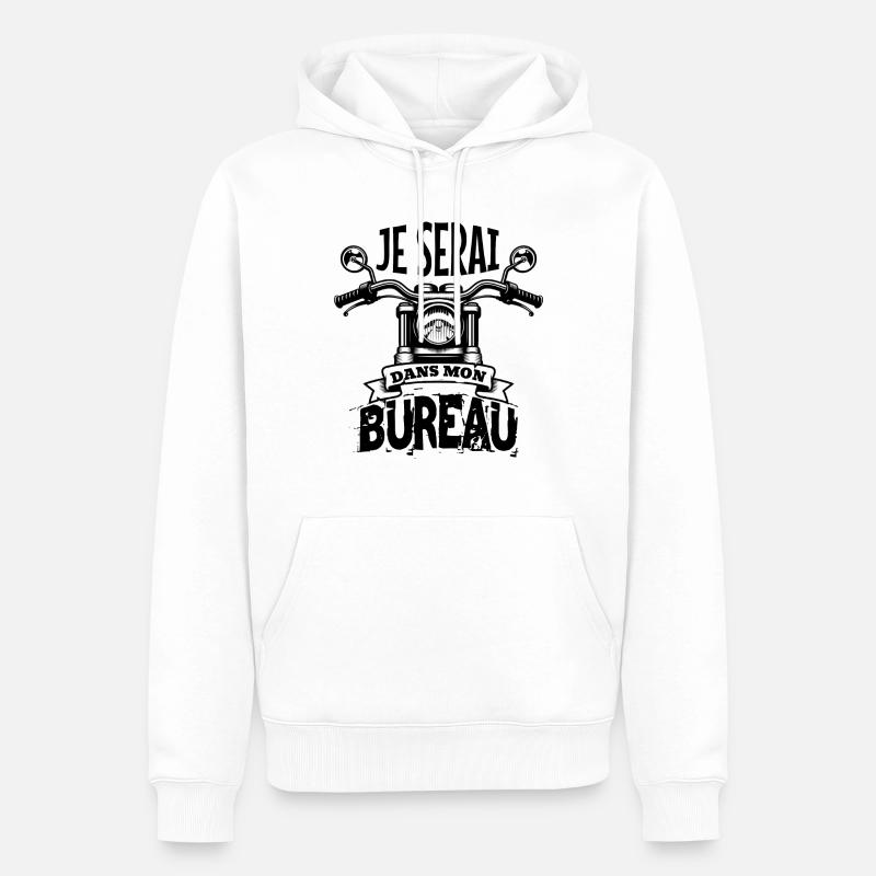 je serai dans mon bureau - Sweat à capuche Premium bio Homme - blanc
